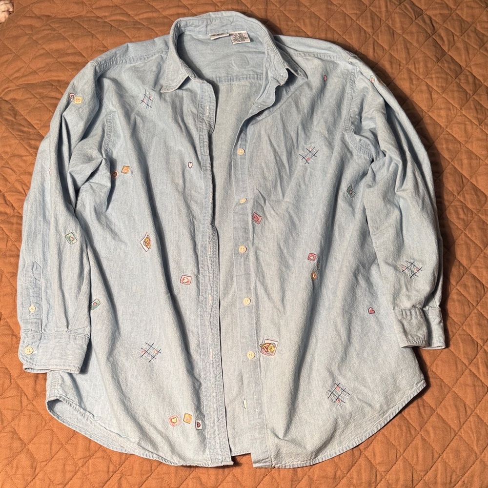 Disney Catalog Pooh Light Blue Cotton Long Sleeve Shirt